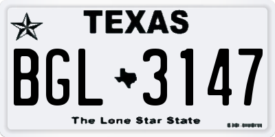 TX license plate BGL3147