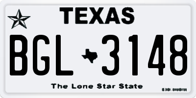 TX license plate BGL3148
