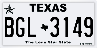 TX license plate BGL3149