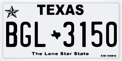 TX license plate BGL3150