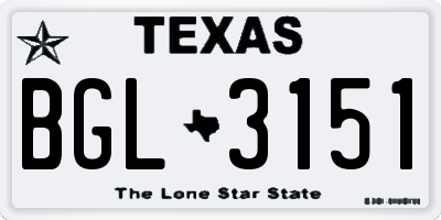 TX license plate BGL3151