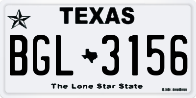 TX license plate BGL3156