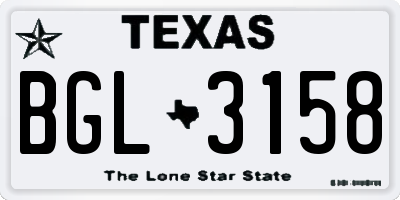 TX license plate BGL3158