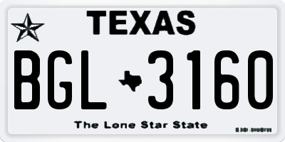 TX license plate BGL3160