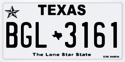 TX license plate BGL3161