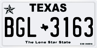 TX license plate BGL3163