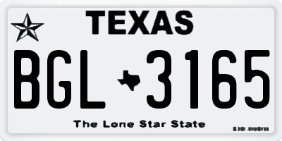 TX license plate BGL3165