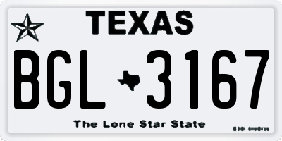 TX license plate BGL3167