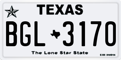 TX license plate BGL3170