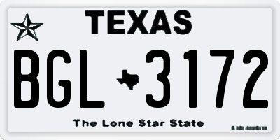 TX license plate BGL3172