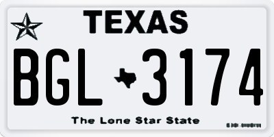 TX license plate BGL3174