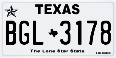 TX license plate BGL3178