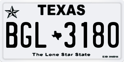 TX license plate BGL3180