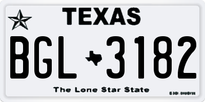 TX license plate BGL3182