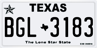 TX license plate BGL3183