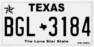 TX license plate BGL3184