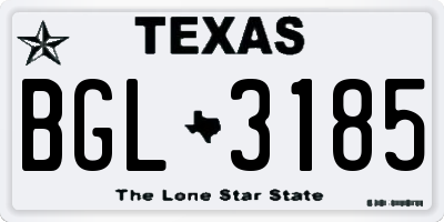 TX license plate BGL3185