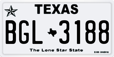 TX license plate BGL3188
