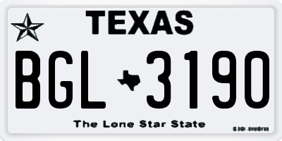 TX license plate BGL3190