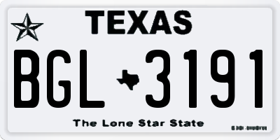 TX license plate BGL3191