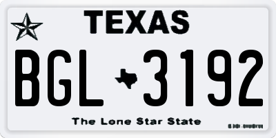 TX license plate BGL3192