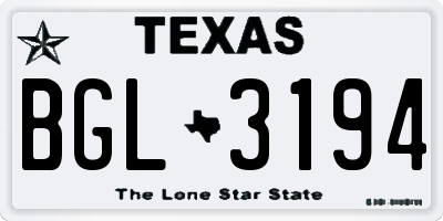 TX license plate BGL3194