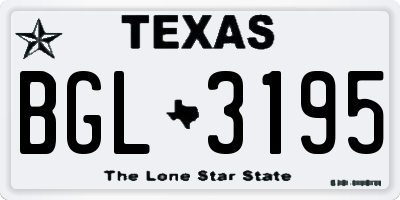 TX license plate BGL3195