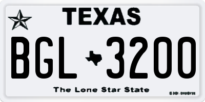 TX license plate BGL3200