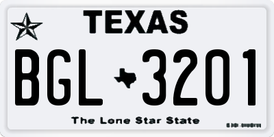 TX license plate BGL3201