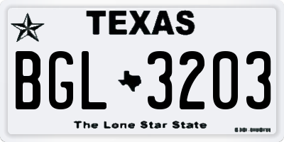 TX license plate BGL3203
