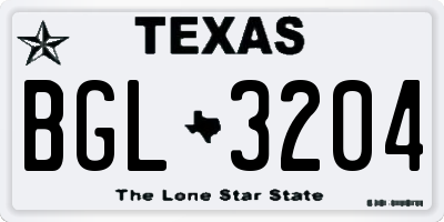 TX license plate BGL3204