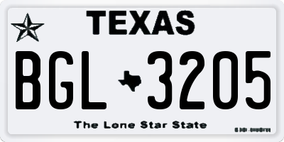 TX license plate BGL3205
