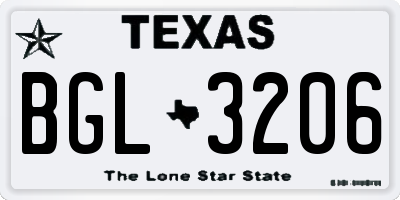TX license plate BGL3206