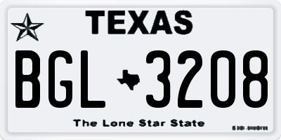 TX license plate BGL3208