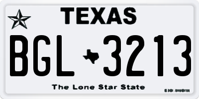 TX license plate BGL3213
