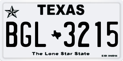 TX license plate BGL3215