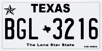 TX license plate BGL3216