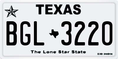 TX license plate BGL3220