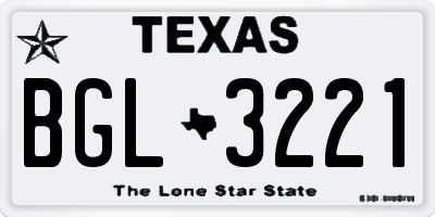 TX license plate BGL3221