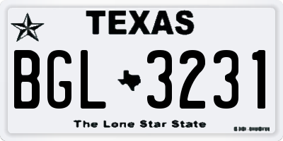 TX license plate BGL3231