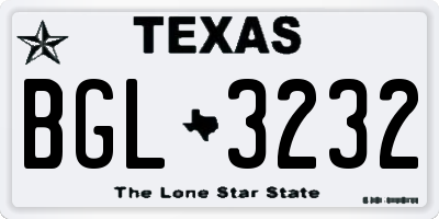 TX license plate BGL3232