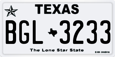 TX license plate BGL3233