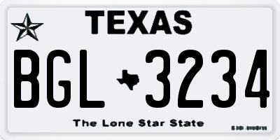 TX license plate BGL3234