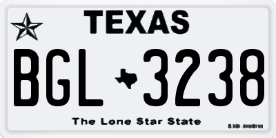 TX license plate BGL3238