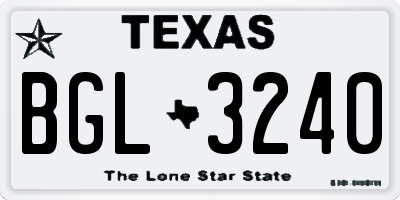 TX license plate BGL3240
