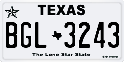 TX license plate BGL3243