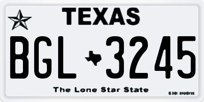TX license plate BGL3245