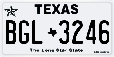 TX license plate BGL3246