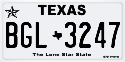 TX license plate BGL3247
