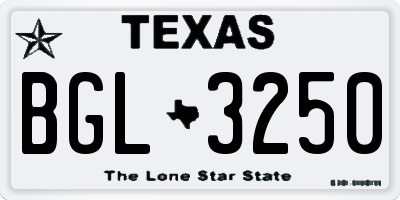 TX license plate BGL3250